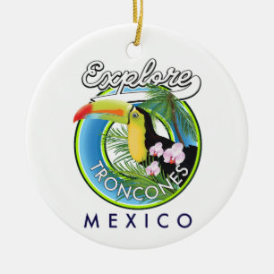 Utforska Troncones Mexico-retrologotyp Julgransprydnad Keramik