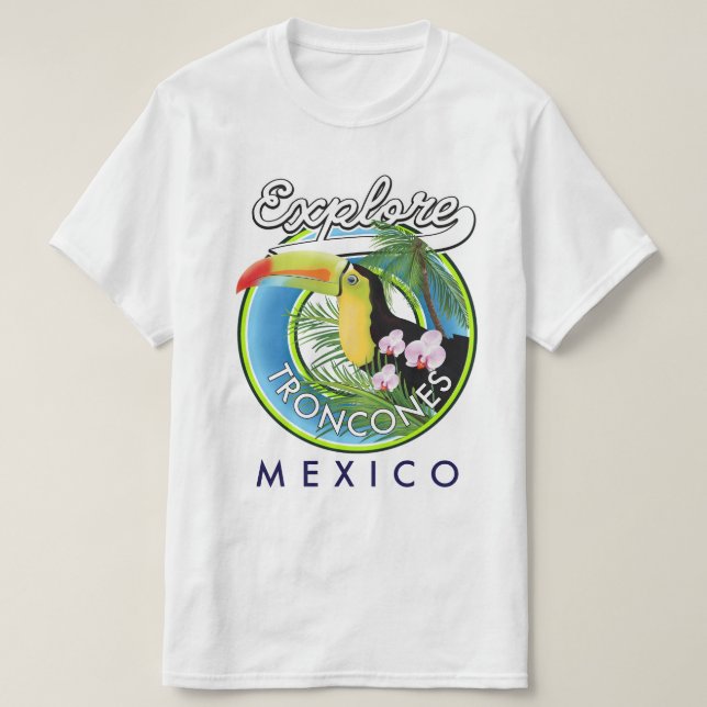 Utforska Troncones Mexico-retrologotyp T Shirt (Design framsida)