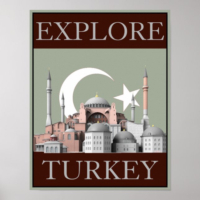 Utforska Turkiets resedekoration (12,5" x 16") Poster (Framsidan)