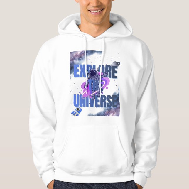 Utforska Universum Astronaut Rymd T-Shirt – Gal Hoodie (Framsida)