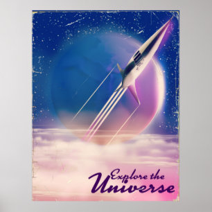 Utforska utrymmet för Vintagen Universe poster