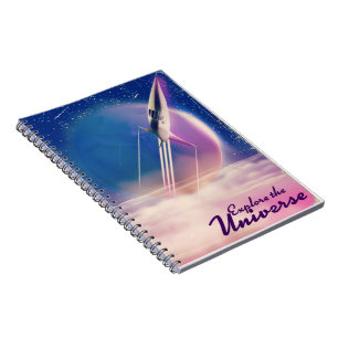 Utforska utrymmet för Vintagen Universe poster Anteckningsbok Med Spiral