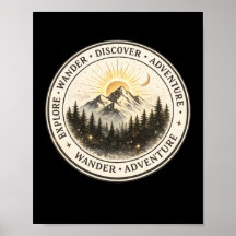 Utforska Vandra Upptäck Berg Poster Arttryck