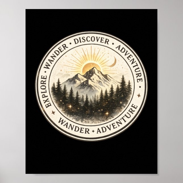 Utforska Vandra Upptäck Berg Poster Arttryck (Framsidan)