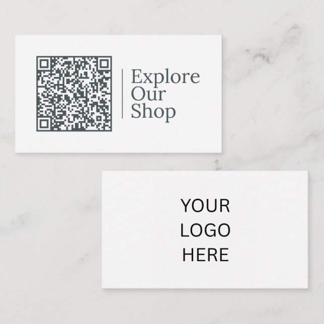 Utforska Vår Butik | Anpassningsbar QR-kod Och Log Visitkort (Fram/baksida)