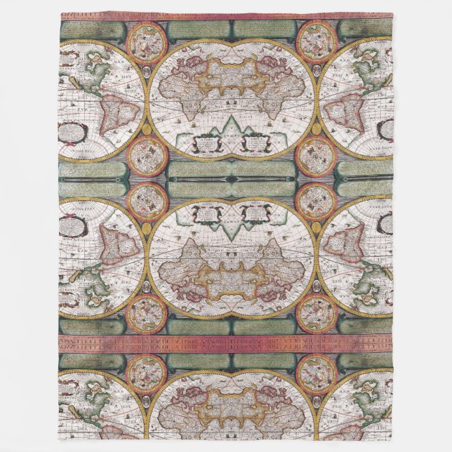 Utforska världen: Mysiga Karta Blanket för Äventyr Fleecefilt (Framsidan)