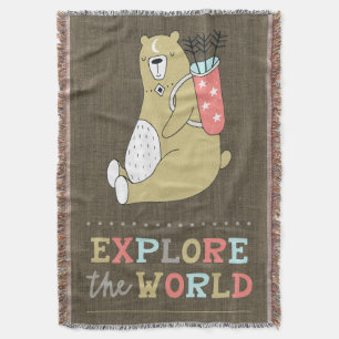Utforska världens boho Bear Kids Filt