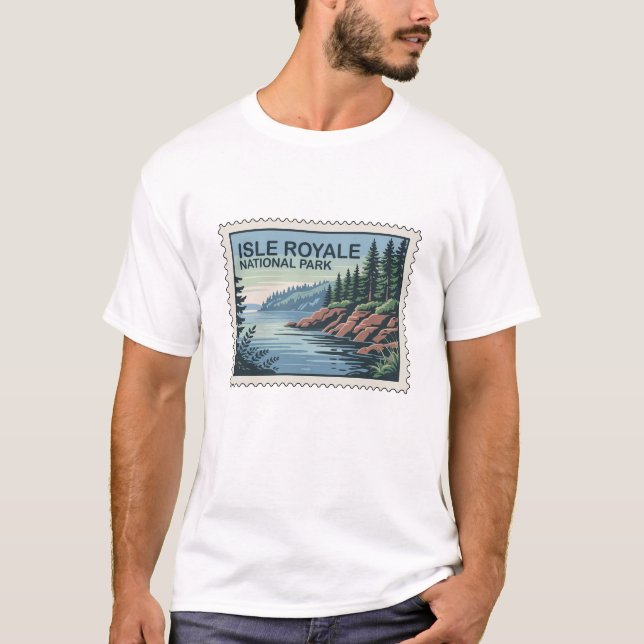 Utforska Vilden på Isle Royale Frimärke T Shirt (Framsida)
