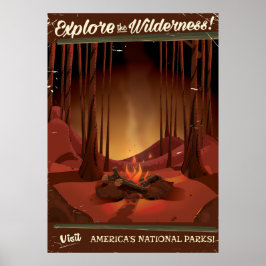 Utforska vildmarken! Poster av kamppelbrand
