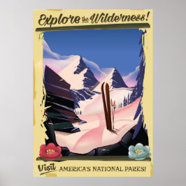 Utforska vildmarken! skidaffisch poster
