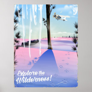 Utforska vildmarken! Vilda djurs spår på vintern Poster