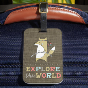 Utforska World Boho Fox Anpassade Kids Bagagebricka