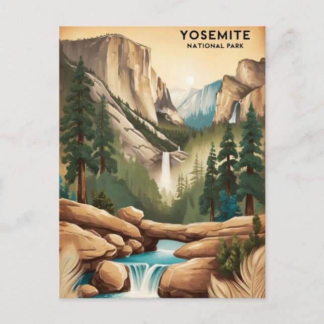 Utforska Yosemite National Park: Naturens Majestät Vykort (Framsida)