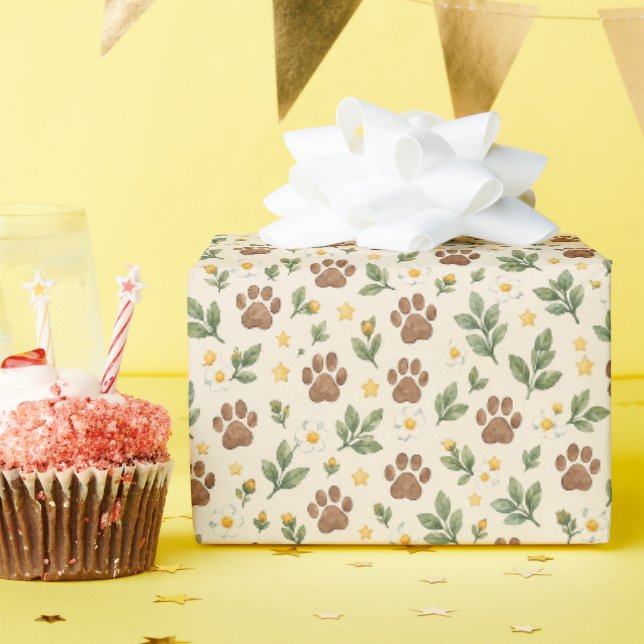 Utforskare Paw Print Sömlöst Mönsterpapper Presentpapper (Födelsedagsfest)