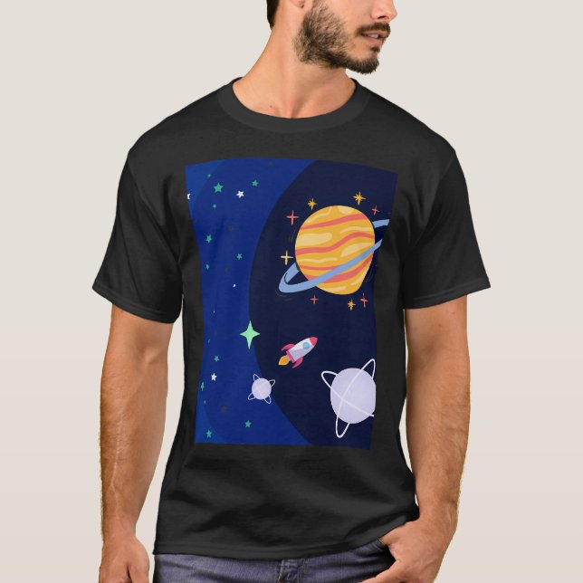 Utforskaren i rymden - stjärnor och planritningar t shirt (Framsida)