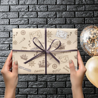 Utforskaren - Papper nedtrappning av födelsedag Presentpapper