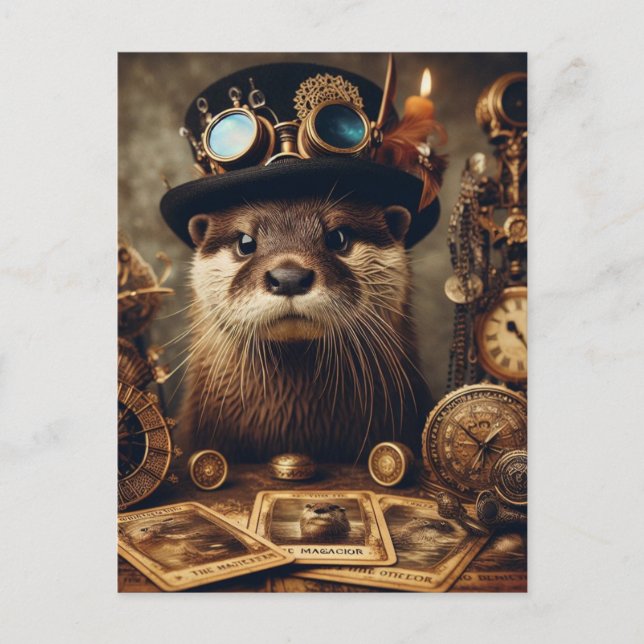 Utfyllare Steampunk Tarotkortsläsare Vykort (Framsida)