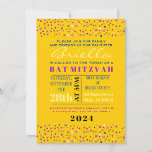 Utgående Bat mitzvah inbjudan till Livets träd Gul