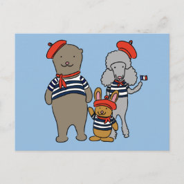 Utgående djur av Tecknad med Fransk av kläder Vykort