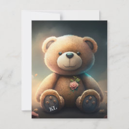 Utgående nalle med rosa ros-typografi AI-konst