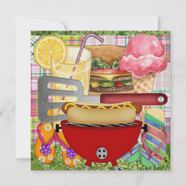 Utgång av BBQ-kook - 4 juli! SRF Inbjudningar (Framsida)