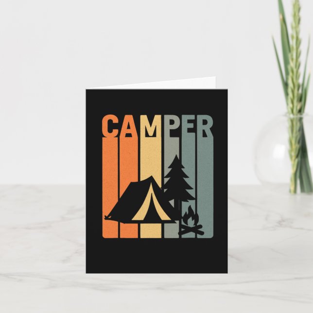 Utgång av Camper Retro Funny Camping Tält Fire Grä Kort (Framsida)