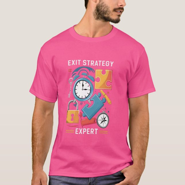 Utgångsstrategi Expert Utgångsspel Flykt Rum T Shirt (Framsida)