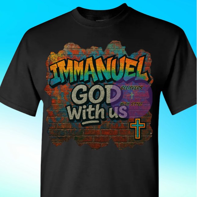 (utgåva 5) IMMANUEL - GOD med oss - Christian T Shirt (Skapare uppladdad)