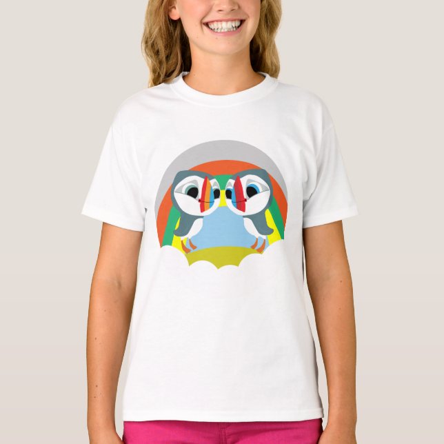Utgåvor före skolan | Kärlek Puffins | Cute T Shirt (Framsida)