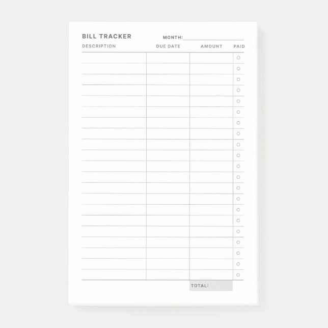 Utgiftsspårare Post-it Block (Framsida)