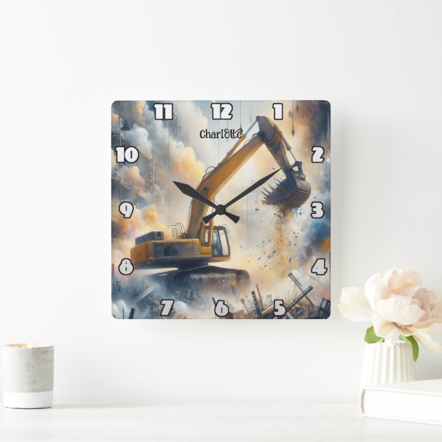 Utgrävningseffekt: Bygg, stoft, Himmel Fyrkantig Klocka (Hem)