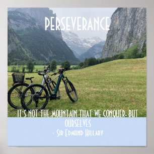 Uthållighet Berg och Cykling Motiverande Poster