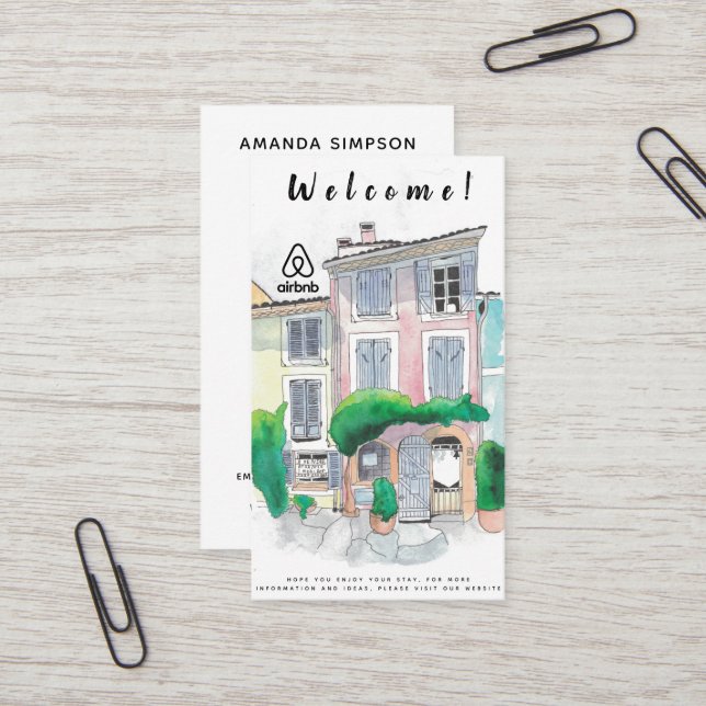 Uthyrning av bild och logotyp Airbnb Visitkort (Fram/Back In Situ)