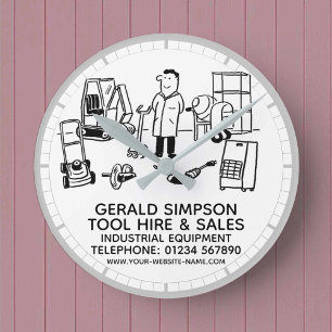 Uthyrning och försäljning av industriutrustning i  rund klocka