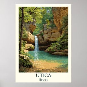 Utica Illinois Vintage Starved Sten Waterfall Art Poster