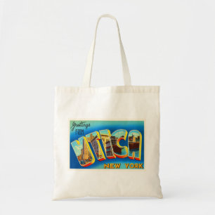 Utica New York NY gammal vintage resorsouvenir Tygkasse
