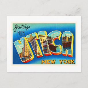 Utica New York NY gammal vintage resorsouvenir Vykort
