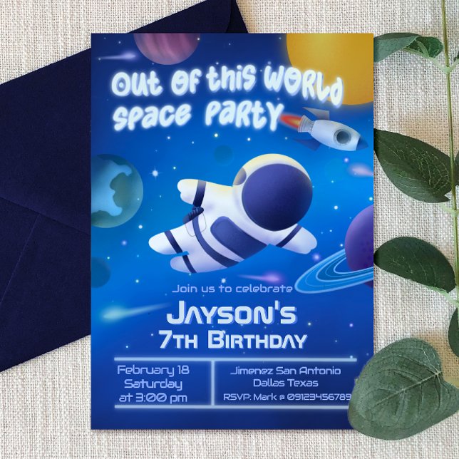 Utifrån detta världsrymd Party Inbjudningar (Out of this World Space Party Invitation)