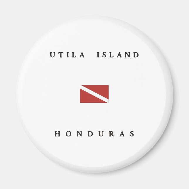 Utila Island Honduras Scuba Dive Flagga Magnet (Framsidan)
