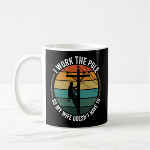 Utility Lineman Retro Solnedgång, Jag Jobbar Med S Kaffemugg