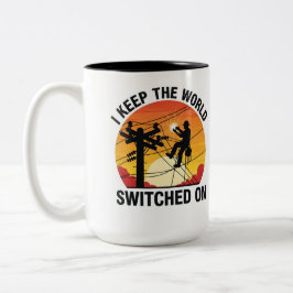 Utility Worker Gift Switched On Electrical Lineman Två-Tonad Mugg
