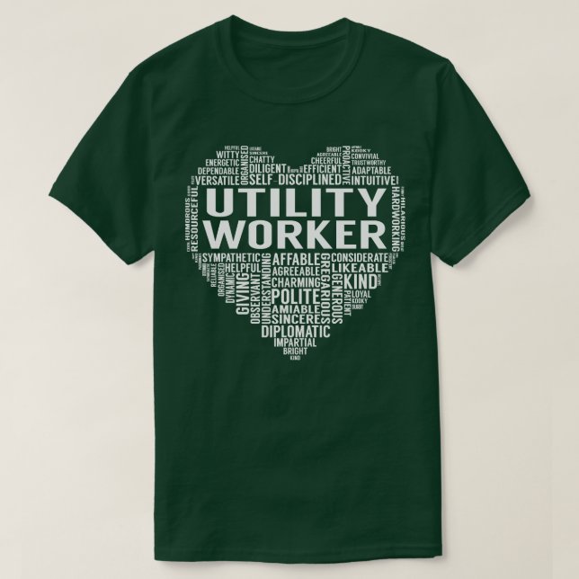 Utility Worker Heart T Shirt (Design framsida)