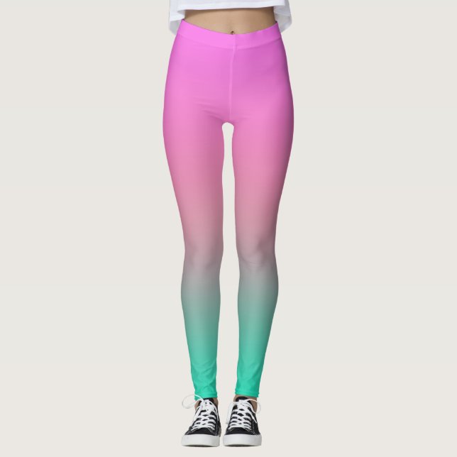 Utjämad övertoning sommaren färger mode enkla färg leggings (Framsida)