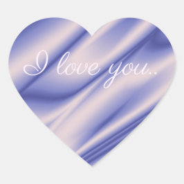 Utjämnad elegant violett silke struktur .I kärlek Hjärtformat Klistermärke