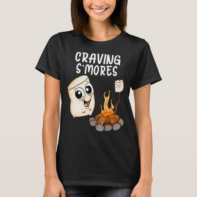 Utjämnar Cute Marshmallow Kids Camping Lycklig Gla T Shirt (Framsida)