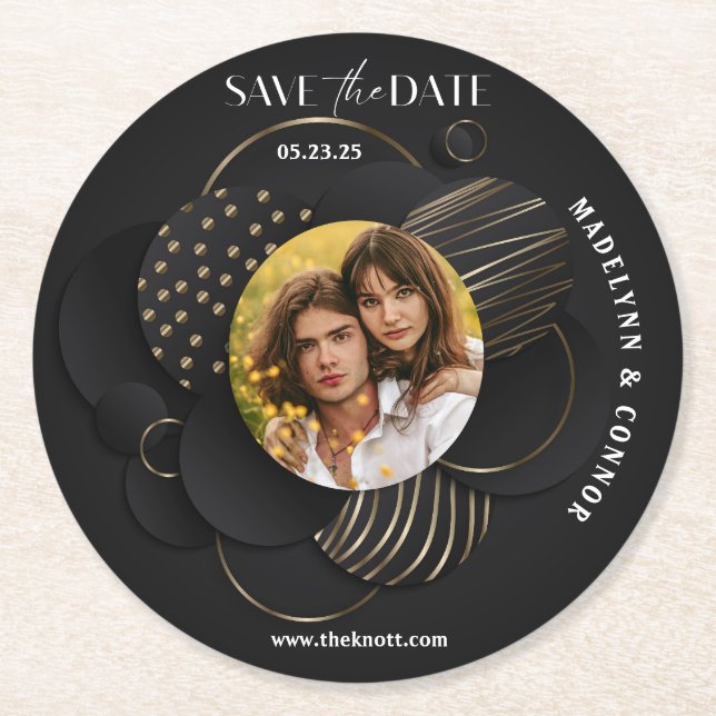 Utjämnat skript Lodrät Foto Spara datum Underlägg Papper Rund (Framsidan)