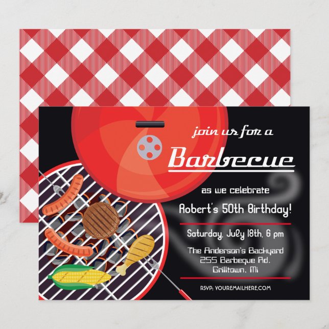 Utjämning av BQ Grill Party-inbjudan Inbjudningar (Fram/baksida)
