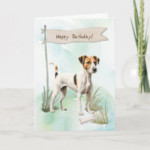 Utjämningsfox Terrier-Hund under födelsedagsskylt Kort