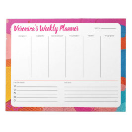 Utkast design varje vecka med planering anpassa si anteckningsblock