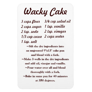 Utkast till kvittringstecknet för Wacky Cake Recip Magnet